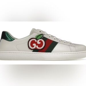 Gucci Ace Apple GG  Embroidered White Sneakers